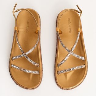Papete Tira Cruzada Strass - BRONZE/DOURADO