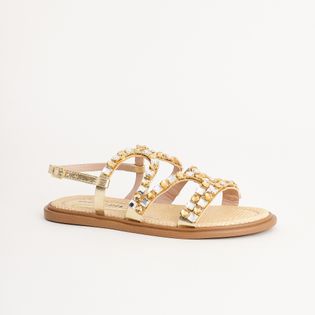 Rasteira Glamour Pedraria - DOURADO/CRISTAL