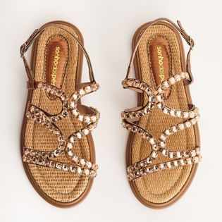 Rasteira Glamour Pedraria - BRONZE/ROSE