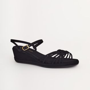 Anabela Trançada em Nobuck - PRETA