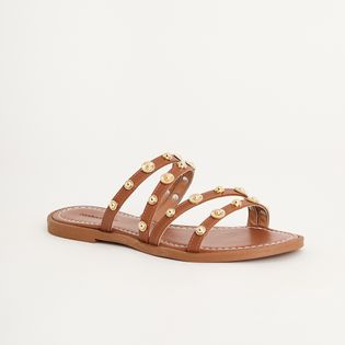 Rasteira Tiras Tachas - CAMEL