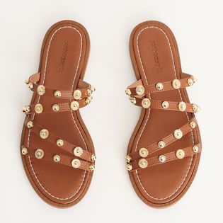 Rasteira Tiras Tachas - CAMEL