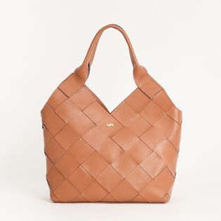 Bolsa Couro Tressê G - CAMEL