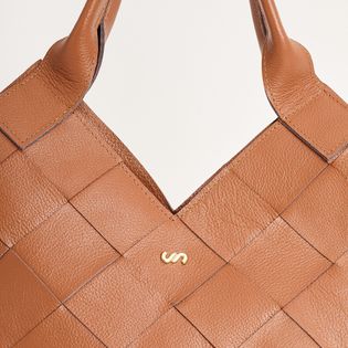 Bolsa Couro Tressê G - CAMEL