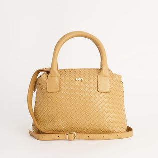 Bolsa de couro M texturizada - DOCE DE LEITE