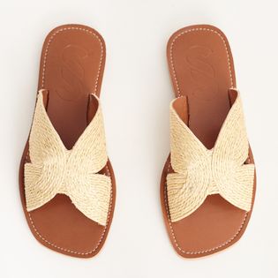 Rasteira Bordada Lurex - CHAMPAGNE