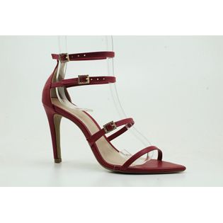 Sandália Tiras Fivela Strass - VERMELHO