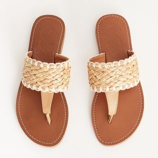 Rasteira Trança Ráfia Bordada - NATURAL/FENDI