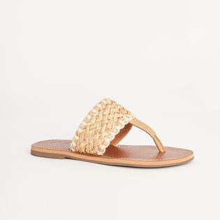 Rasteira Trança Ráfia Bordada - NATURAL/FENDI