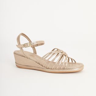 Anabela Tiras Camurça Metalizada - DOURADO