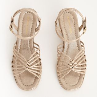 Anabela Tiras Camurça Metalizada - DOURADO