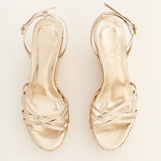 Anabela Tiras Salto Rafia Metalizada - CHAMPAGNE