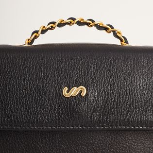 Bolsa Couro Alça Corrente - PRETA
