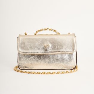 Bolsa Couro Alça Corrente - CHAMPAGNE