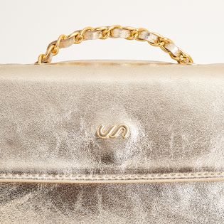 Bolsa Couro Alça Corrente - CHAMPAGNE
