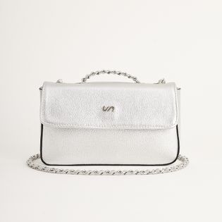 Bolsa Couro Alça Corrente - PRATEADO