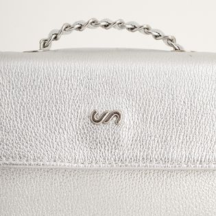 Bolsa Couro Alça Corrente - PRATEADO