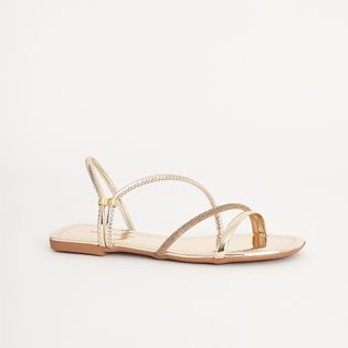 Rasteira fashion com strass - CHAMPAGNE/DOURADO