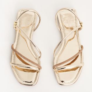 Rasteira fashion com strass - CHAMPAGNE/DOURADO