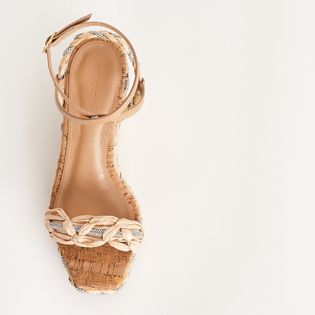 Anabela trançada ráfia com strass - PALHA/CRISTAL