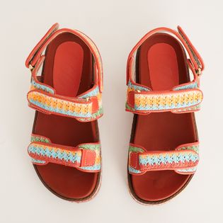 Papete Velcro Tramado Ráfia - MULTICOLOR/CORAL