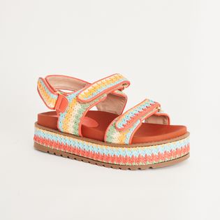 Papete Velcro Tramado Ráfia - MULTICOLOR/CORAL