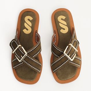 Rasteira Camurça - VERDE MILITAR