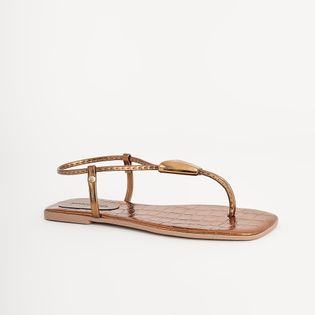 Rasteira Casual Croco Mtelalizado - BRONZE