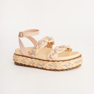 Papete trançada com strass - PALHA/CRISTAL/MILK