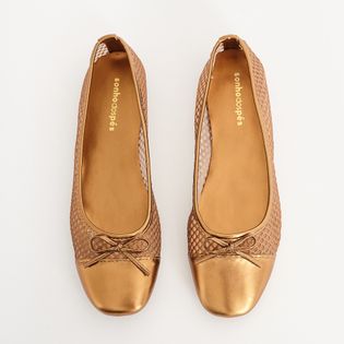 Sapatilha em tela com laço - BRONZE