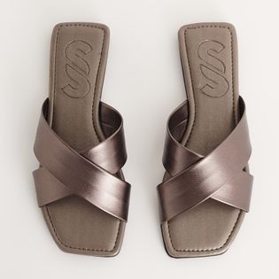 Rasteira Clássica Jéssika Metalizado - PEWTER