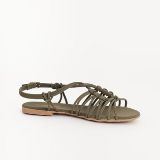 Rasteira Nobuck Macramê - VERDE MILITAR