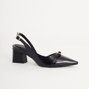 Scarpin Broche Strass - PRETA