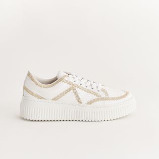 Tênis com Detalhes Bordados - BRANCO/CHAMPAGNE