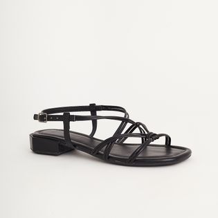 Sandália Baixa Tiras Entrelaçadas - PRETA
