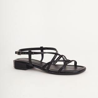 Sandália Baixa Tiras Entrelaçadas - PRETA
