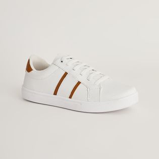 Tênis Casual Listras - BRANCO/CASCA