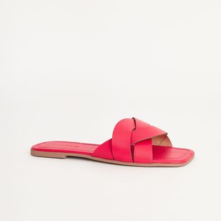 Rasteira Bico Quadrado com Tiras Entrelaçadas - HOT PINK