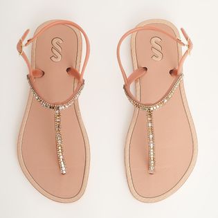 Rasteira Strass Borda Metalizada - ROSADO/ROSE