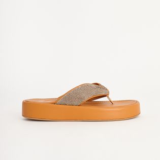 Papete Chinelo Strass - CAMEL/DOURADO