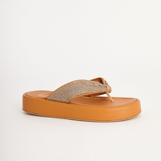 Papete Chinelo Strass - CAMEL/DOURADO