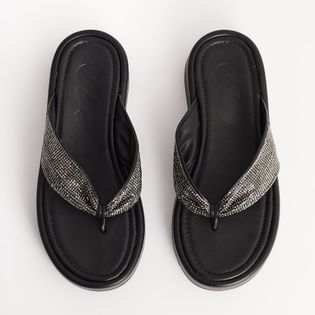 Papete Chinelo Strass - PRETO/ONIX
