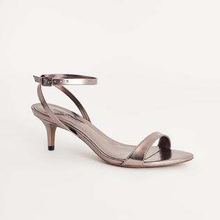 Sandália Slim Bico Folha Metalizado - PEWTER