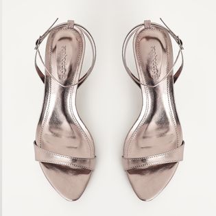 Sandália Slim Bico Folha Metalizado - PEWTER