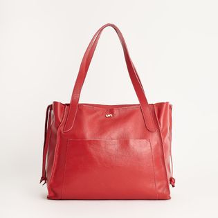 Bolsa em couro com bolso externo - VERMELHO
