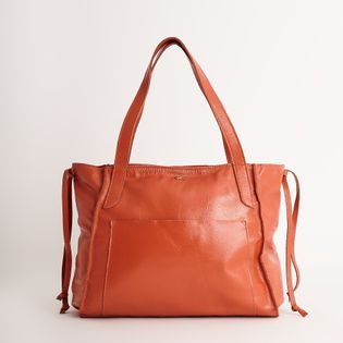 Bolsa em couro com bolso externo - CORAL