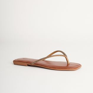 Rasteira Chinelo Slim Luz - DOURADO/CAMEL