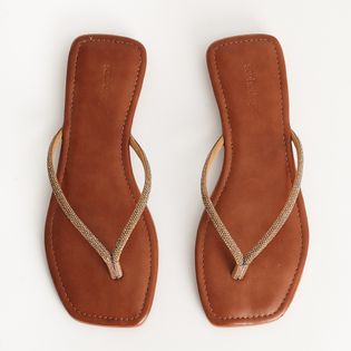 Rasteira Chinelo Slim Luz - DOURADO/CAMEL
