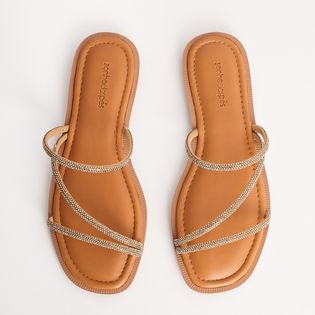 Rasteira Chinelo Glow - CAMEL/DOURADO