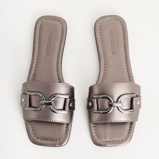 Rasteira Lúcia metalizada - PEWTER